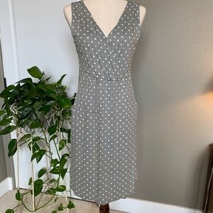 Garnet Hill grey with white polka dot dress